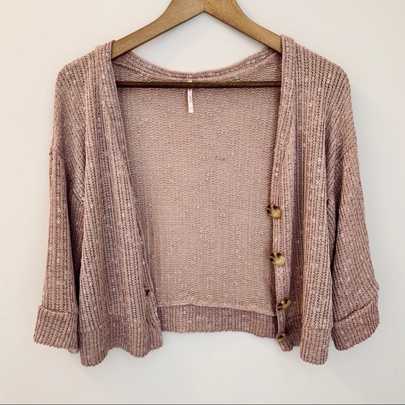 🆕 NWOT Blush Open Knit Crop Cardigan - Picture 4 of 7
